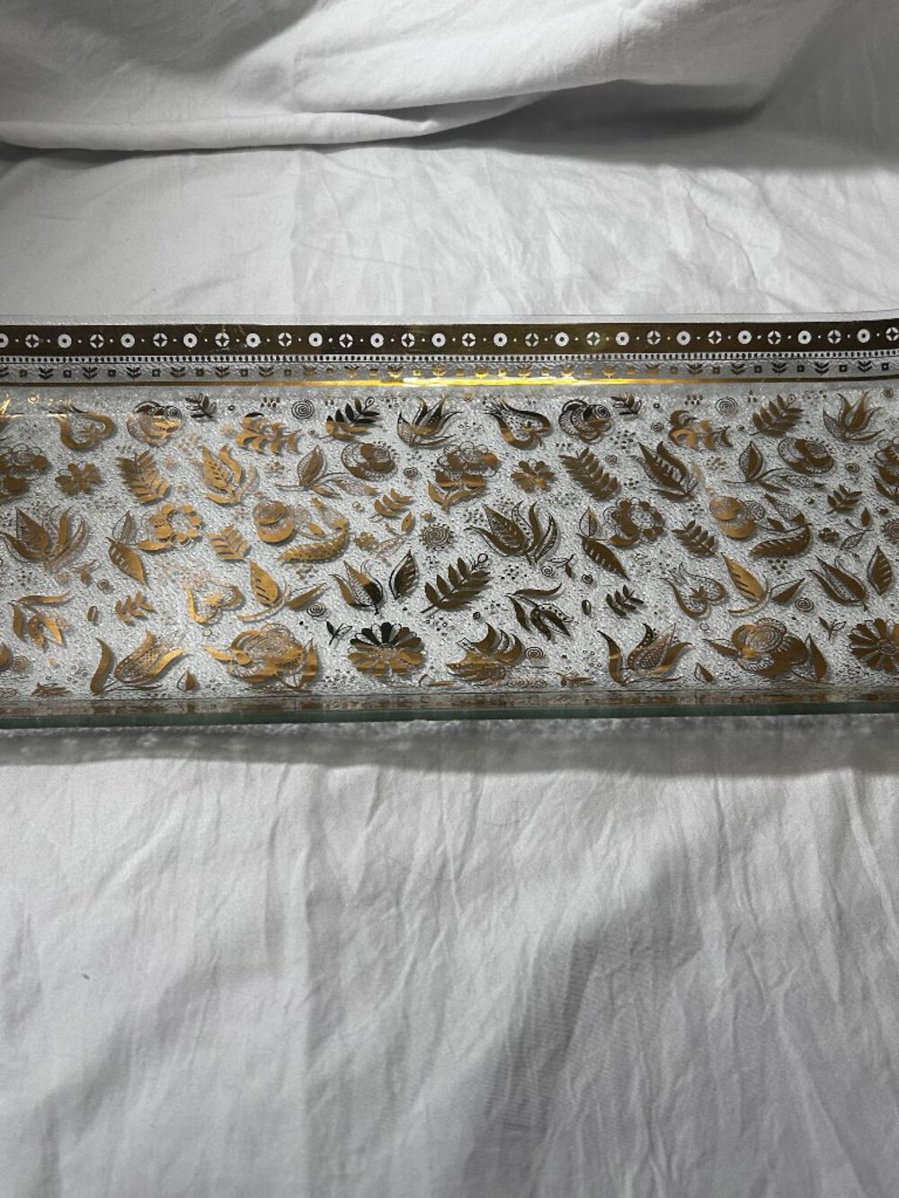 Georges Briard Rectangular Gold Persian Garden Serving Dish Platter Tray MCM